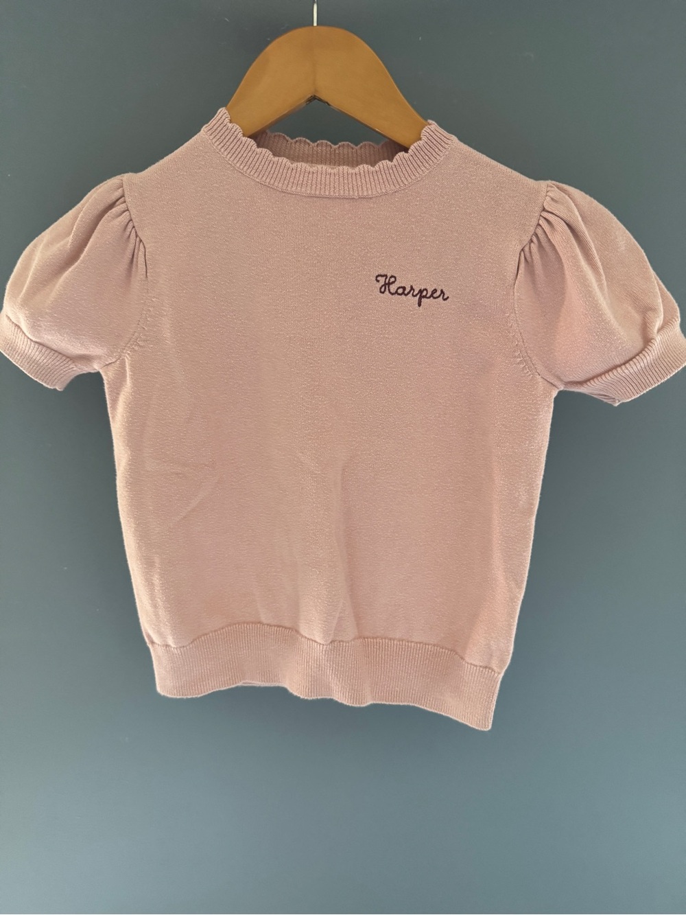 Harper Short Puff Sleeve Knit Top — Dusty Pink